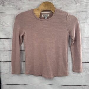 Carbon 2 Cobalt Long‎ Sleeve Top Textured Knit Casual Shirt Mauve Pink Medium